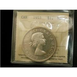 1953 $1 NSF, Cameo ICCS MS64, fully white and