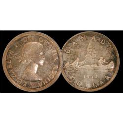 1954 $1 PCGS MS65, lovely toned example. Rare