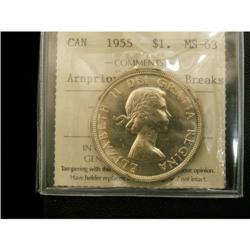 1955 $1 Arnp w/die break ICCS MS63, fully whi