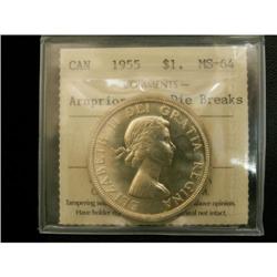 1955 $1 Arnp w/die break ICCS MS64, fully whi