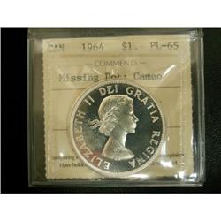 1964 $1 Missing dot ICCS PL65, designated Cam