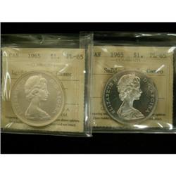 1965 $1 ICCS PL65, lot of two coins includes