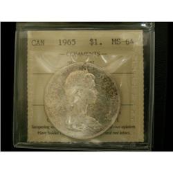 1965 $1 type 5 ICCS MS64, Scarce in this grad