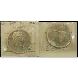 1967 $1 ICCS MS-65,brilliant and lustrous