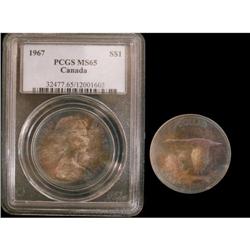 1967 $1 PCGS MS-65, nicely toned