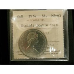 1974 $1 Dbl yoke ICCS MS63, a popular variety