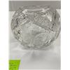 Image 2 : Beautiful Heavy Cut Crystal Bowl Shaped Vase with Butterfly and Flower Design Excellent Condition 6 