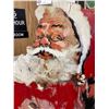 Image 2 : Vintage 66 Inch Tall Hand Painted Wooden Santa Claus plus Cardboard Santa same height
