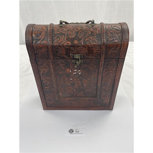 13 Inch Tall Decorative Wooden Box Holds Bottles