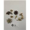 Image 1 : Vintage Brooch Lot Signed Coro, Beau Geste and Aldo Hummingbird and Rhinestone Trifari Clip on Earri