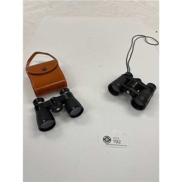 2 Bushnell  Mini Field 4 x 30 Binoculars in Vintage Leather Case Well Looked After