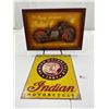 Image 1 : Indian Motorcycle Tin Sign and 3D Indian Motorcycle Framed Picture