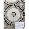 Image 3 : Antique Tatted and Crocheted Linen Tablecloth with Scallopped Trim Ecmu Colored 33.5 x 33.5