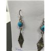 Image 3 : Vintage Turquoise Sterling Silver Feather Earrings Navajo Arizona