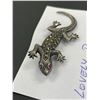 Image 2 : Lovely Boma Stamped Sterling Silver Lizard Brooch with Marchsites 2" Long