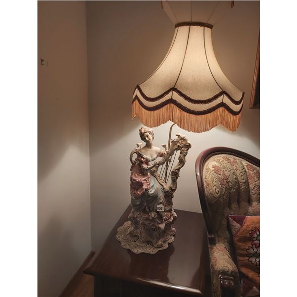 Italian Lamp - Woman Playing Harp 45"H x 20"D