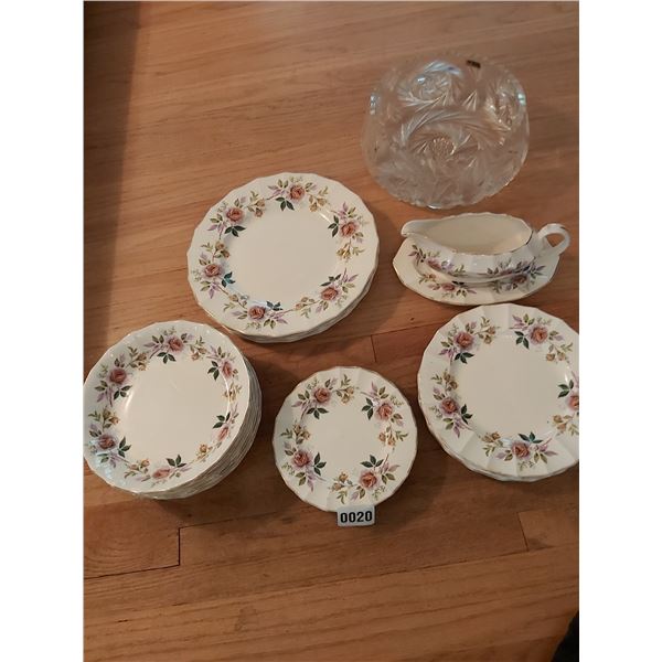 Empire Porcelain Company China - Debutante Pattern & Crystal Bowl