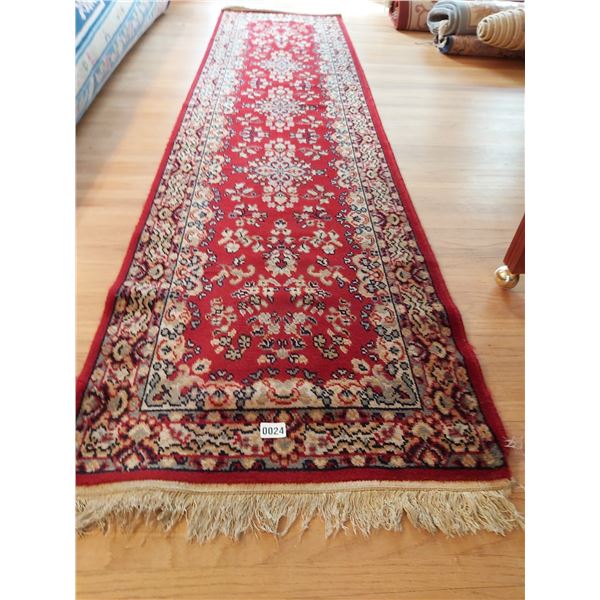 Red Wool Hallway Carpet Runner 9' L x 26.5"W