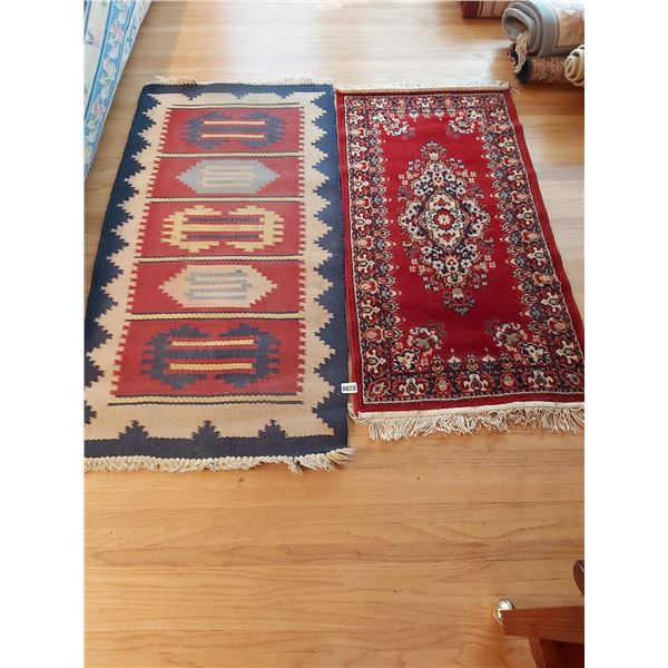 Mexican Rug 54"L x 27"W & Red Wool Rug 48"L 24"W