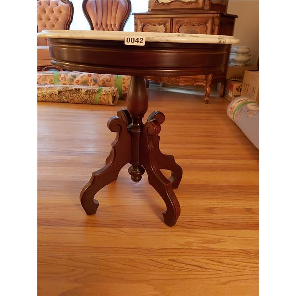 Marble Top Oval Side Table 22"L x 18"W x 23.5"H