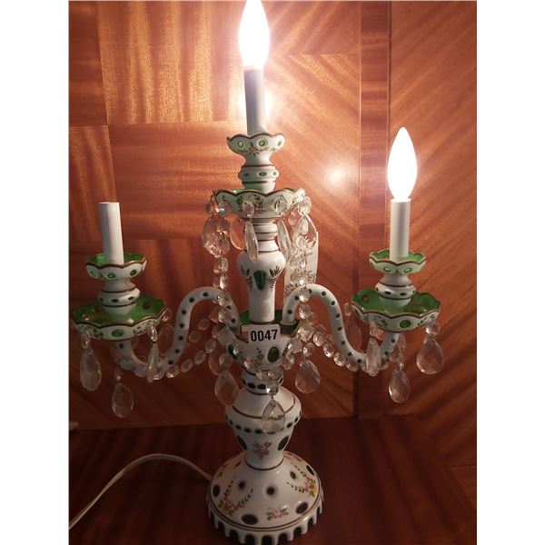 Green Bohemian Crystal Table Chandelier 26"H x 19"W