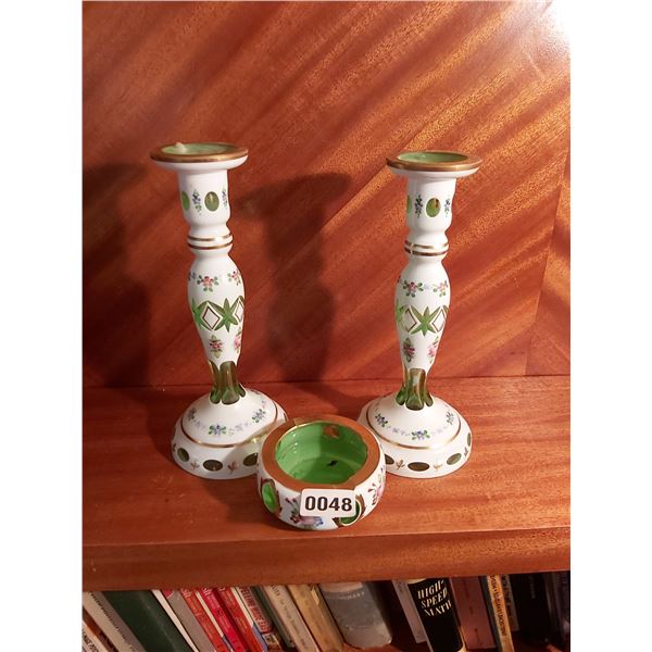 2 Candle Sticks 10.5"H  - Ashtray -
