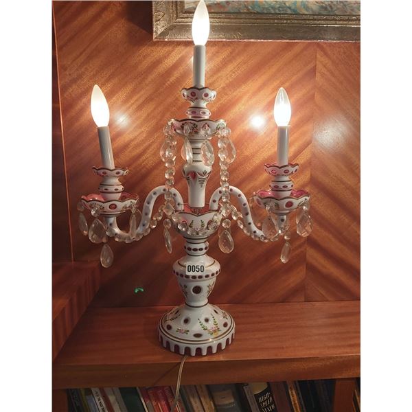 Pink Bohemian Crystal Table Chandelier 26"H x 19"W