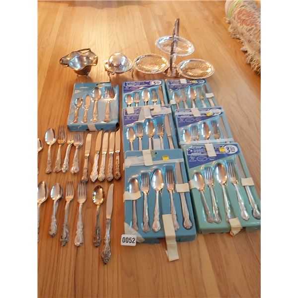 Assorted Silver Plated Utensils & Serving Dishes