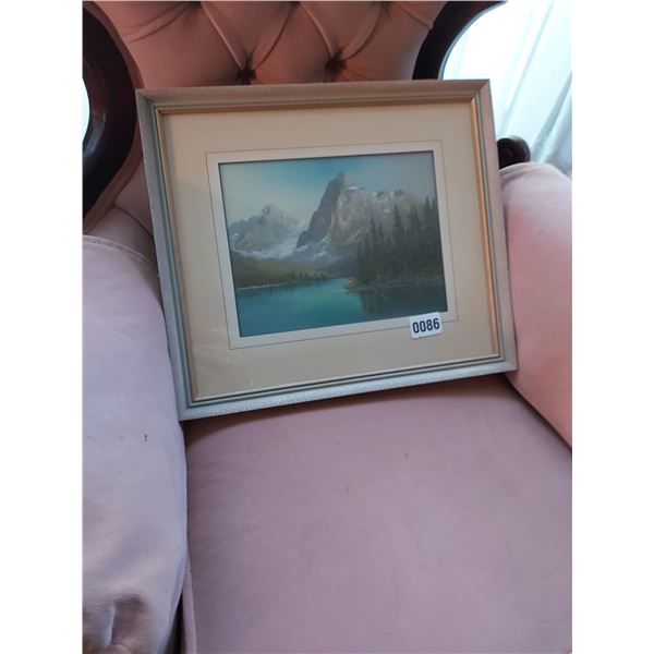 Mountain Lake Picture 15"W x 13.5"H - Woman and Child Needlepoint 8"W x 10"H - Woman 11.5"W x 18"H
