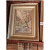 Image 2 : 2 Needlepoint Framed Winter Scene Pictures 12.25"W x 15.75"H - Summer Scene 14"W x 17.5"H