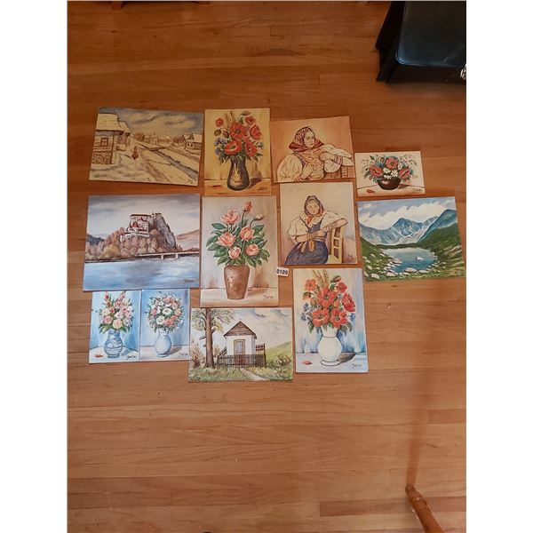 12 Assorted Paintings - Various Sizes