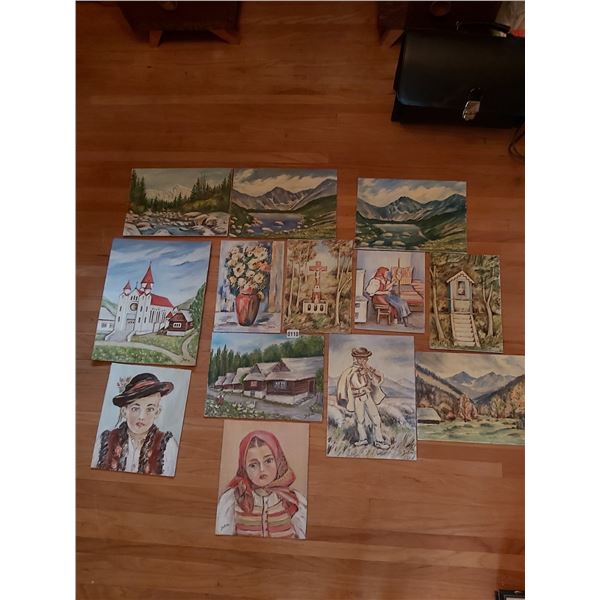 13 Assorted Paintings - Various Sizes