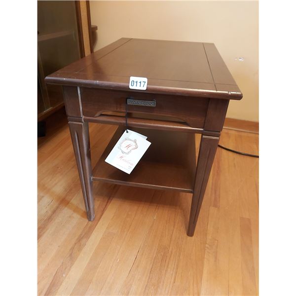 Heirloom Wooden Table with 1 Drawer 17.5"W x 28"D x 21"H