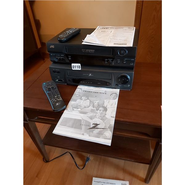 JVC Video Cassette Recorder Model # HR-A592U - Zenith Video Cassette Recorder Model # VRC210C