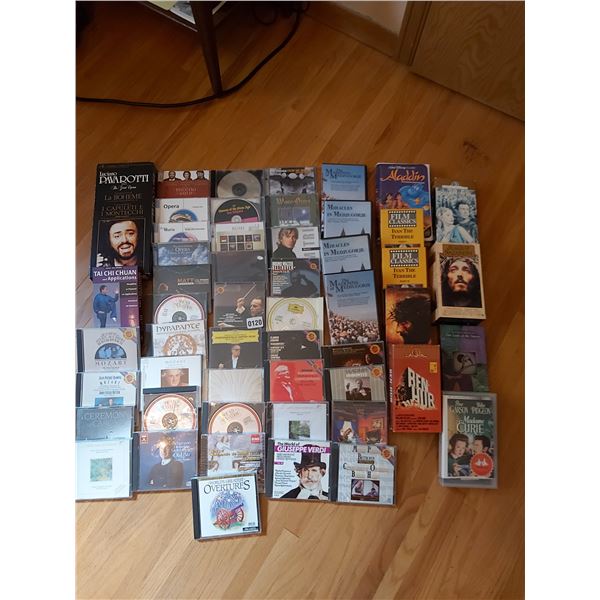 Assorted CD's & VHS Tapes - Approx 55 Pieces