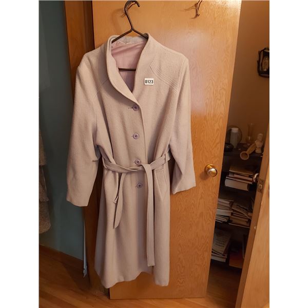 Three Quarter Length Wool Coat with Belt Size 22.5