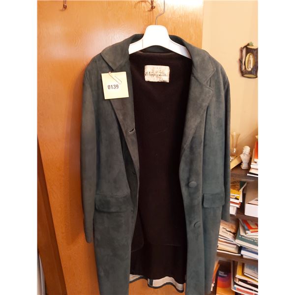 Winnipeg Leather Green Suede Coat with Zip in Lining