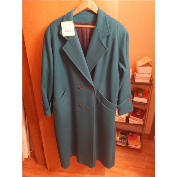 Corry Inc Emerald Green Womens Wool Coat - Size 16