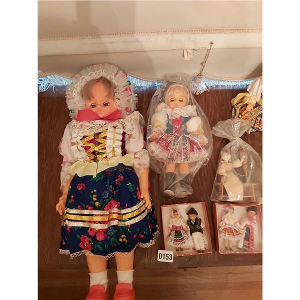 8 Dolls in Traditional Dress - 3 Small Wooden Dolls