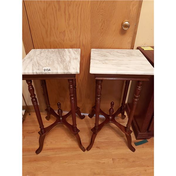 2 Marble Top Tables 14"W x 14"D x 29"H