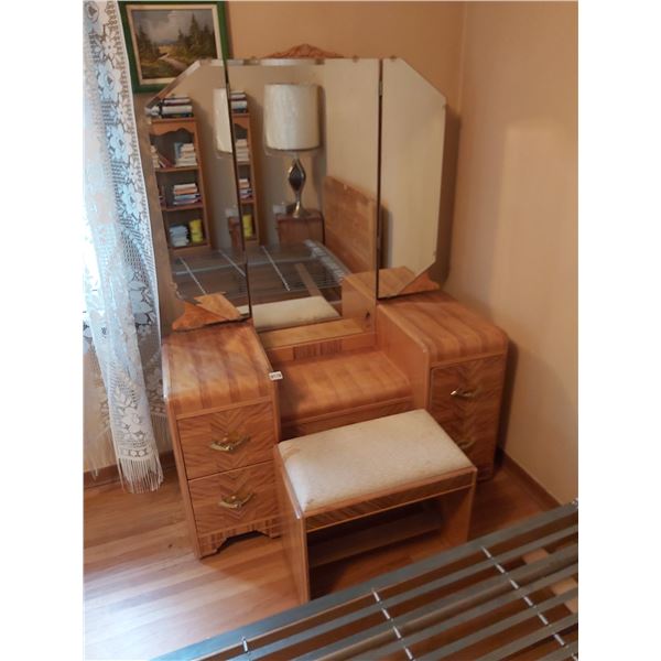 Vanity Table with Mirror and Stool 46.5"W x 18"D x 65"H