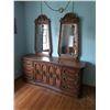 Image 1 : Chest Of Drawers (Golden Pecan) & 2 Mirrors 74"W x 20"D x 80"H with Mirrors
