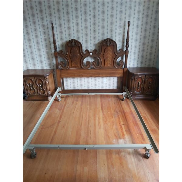 Queen Size Bed Frame with Headboard & 2 Bedside Tables