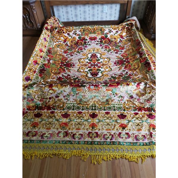 Colorful Vintage Bedspread approx 96"W x 96"L