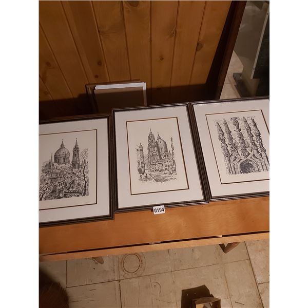 3 Limited Edition Drawings 14"W x 16"H Artist Unknown