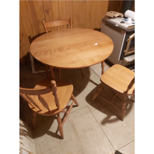 Wooden Table with 3 Chairs Full Table is 40" Across