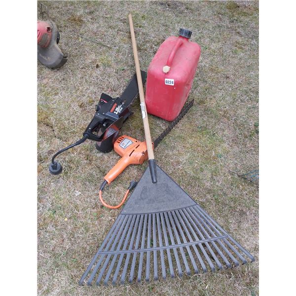 Chainsaw - Hedge Trimmer - Rake - Gas Can