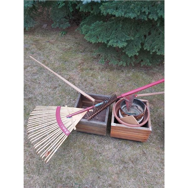 Assorted Planters & Gardening Tools