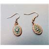 Image 1 : 1) PAIR OF GREEN ENAMEL AND CRYSTAL