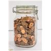 Image 1 : MASON JAR WITH ASSORTED PENNIES